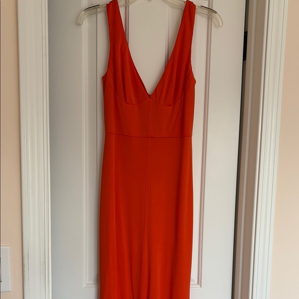 ABS Allen Schwartz Vibrant Orange Backless Dress